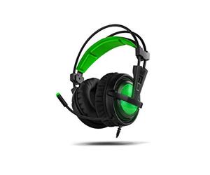 BG BE THE GAME XonarX6 - Casque avec Microphone (Console de Jeu Vidéo + PC/Jeux Vidéo, Binaural, USB, Bandeau, Noir, Vert, Vert, Simili Cuir), Noir/Vert
