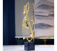 BG-DRGNING Sculpture Décorative Note de Musique Dorée, Statue Musicale Moderne en Acier Allié 39,9 cm avec Socle Noir, Décoration Salon, Bureau et Entrée, Cadeau Musicien