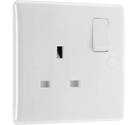 BG Electrical 821-01 Single Pole Single Switch Power Socket,White Moulded,13 Amp