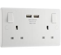 BG Electrical 8223u Double Switch Power Socket,White