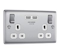 BG Electrical Double Prise de Courant Rapide avec Deux Ports de Charge USB