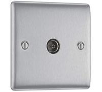 BG Electrical Douille coaxiale simple NBS60-01, acier brossé