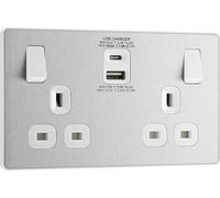 BG Electrical Evolve Dual Switch Power Socket with USB C (30W) and USB A (2.1A) Charging Ports