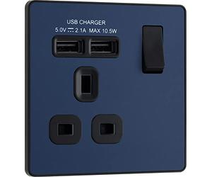 BG Electrical Evolve Prise de courant à interrupteur unique + 2 ports de charge USB
