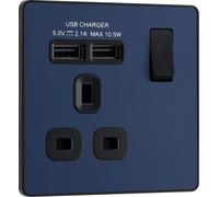 BG Electrical Evolve Single Switch Power Socket + 2 USB Charging Ports