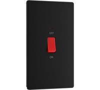 BG Electrical Interrupteur rectangulaire bipolaire avec indicateur d'alimentation LED Noir mat 45 A
