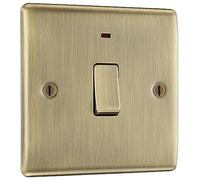 BG Electrical Interrupteur simple avec indicateur d'alimentation, laiton antique, 2 voies, 10AX