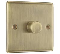 BG Electrical NAB81 Variateur d'intensité intelligent à paroi unique 2 voies Profil surélevé Bords arrondis Nexus Métal Laiton antique 200 W