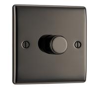 BG Electrical NBN81P-01 Single Dimmer Light Switch, Black Nickel, 2-Way, 400 Watts