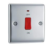 BG Electrical NPC74 Unité de commande de cuisinière avec interrupteur et indicateur de puissance, 45 A, chrome poli