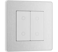 BG Electrical PCDBSTDS2W Interrupteur variateur d'intensité double tactile 2 voies Plaque avant sans vis Evolve Acier brossé