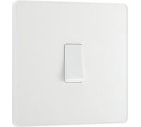 BG Electrical PCDCL12W Single Wall Switch,2-Way Screwless Front Plate,Rounded Edges,Evolve,Pearl White,20 A,16 AX,