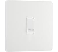 Bg Electrical Pcdcl14w Interrupteur À Pression Rétractable,Plaque Avant Sans Vis,Bords Ronds,1 Voie,Évolution,Blanc Nacré,10 A,
