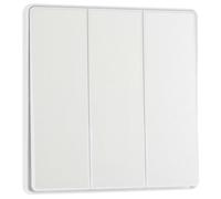 BG Electrical PCDCL43EW Interrupteur mural triple 2 voies à bascule bord à bord sans vis Bords arrondis Evolve Blanc nacré 20 A 16 AX