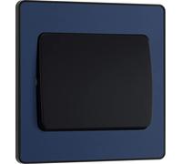 BG Electrical PCDDB12WB Interrupteur mural simple, large à bascule, 2 voies, plaque avant sans vis, bords arrondis, Evolve, bleu mat, 20 A, 16 AX, PCDDB12WB