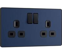 BG Electrical PCDDB22B Prise murale à double interrupteur sans vis Bleu mat 13 A
