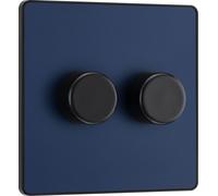Bg Electrical Pcddb82B Variateur D'Intensité Intelligent À Double Paroi, 2 Voies, Plaque Frontale Sans Vis, Evolve, Bleu Mat, 200 W