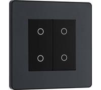 BG Electrical PCDMGTDS2B Variateur d'intensité double tactile avec plaque avant sans vis Gris mat