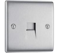 BG Electrical RJ11 Brushed Steel Single Telephone Socket