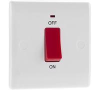 BG Electrical Unité de commande de cuisinière à double pôle, avec indicateur de puissance, 45 A, blanc