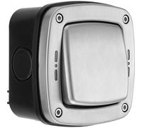 BG Electrical WPL12 Interrupteur mural simple d'extérieur avec indicateur LED - Décoratif résistant aux intempéries - En acier inoxydable - 2 voies - 20 A - Indice IP66