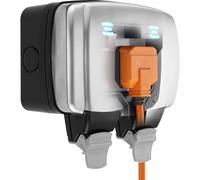 BG Electrical WPL22 Prise murale d'extérieur à double interrupteur décorative résistante aux intempéries en acier inoxydable Noir 13 A IP66