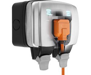 BG Electrical WPL22 Prise Murale d'extérieur à Double Interrupteur décorative résistante aux intempéries en Acier Inoxydable Noir 13 A IP66