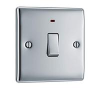 BG Interrupteur électrique simple avec indicateur d'alimentation, chrome poli, 2 voies, 10AX