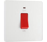 BG PCDCL74W Unité de commande de cuisinière électrique avec indicateur d'alimentation LED, plaque unique, bipolaire, sans vis, évolutive, blanc nacré, 45 A