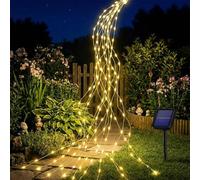 BG9D Guirlande Lumineuse Solaire Extérieure, 12 Brins 1,2m 144 LED, Étanche IP67 Effet Cascade pour Arrosoirs, Décoration de Jardin, 8 Modes, Blanc Chaud
