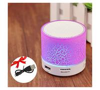 BGAZA Bluetooth SUBWOOFER LED coloré Mini Crack sans Fil Haut-parleurs de Soutien TF AUX avec Micro(Pink)