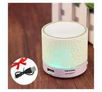 BGAZA Bluetooth SUBWOOFER LED coloré Mini Crack sans Fil Haut-parleurs de Soutien TF AUX avec Micro(Blanc)