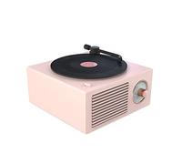 BGAZA Disque Vinyle Lecteur sans Fil Haut-Parleur Portable Mini Acier Rétro Haut-Parleur Atomique Radio Cassette Recorder(Nordic Pink)
