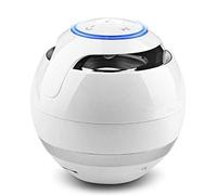 BGAZA Parleur sans Fil Bluetooth Ronde Portable Subwoofer W Mic Soutien TF Carte MP3 USB FM AUX Appels Mains Libres(Blanc)