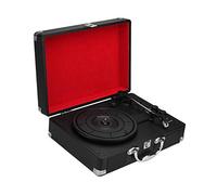 BGAZA Portable en Cuir Cas Phonographe Haut-Parleur Bluetooth Retro Gramophone Turntable Disque Vinyle Lecteur Audio RCA Sortie 33/45/78 Tours(Zwart)