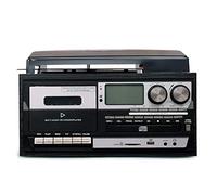 BGAZA Vintage Gramophone Retro Disque Vinyle Turntable Lecteur CD phonographe Cassette MP3 USB Recorder Bluetooth(Zwart)