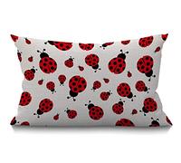 BGBDEIA Housse de Coussin Coccinelle, Housse de Coussin en Coton et Lin pour Lombaires Coccinelle Couverture de Coussin Décorative pour la Maison et le Bureau Rectangulaire 30 X 50 cm 12 X 20 Pouces