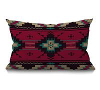 BGBDEIA Housse de Coussin Décoratif en Lin Coton - Motif Ethnique Ferme Oblong Rectangle - Impression Américaine du Sud-Ouest - Couverture de Coussin Jetable, 30 x 50 cm 12x20 pouces