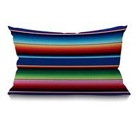 BGBDEIA Housse de coussin décorative mexicaine en coton et lin colorée pour canapé, divan, lit, 30 x 50 cm 12 x 20 pouces