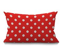 BGBDEIA Housse de coussin lombaire rectangulaire à pois rouges et blancs - 30 x 50 cm - Décoration pour chambre à coucher, salon, motif vague sans couture - Fond rectangulaire