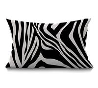 BGBDEIA Housse de coussin motif zèbre noir et blanc imprimé zèbre imprimé peau abstrait art rectangulaire housse de coussin pour canapé décoration d'intérieur coton lin 30 x 50 cm