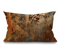 BGBDEIA Housse de coussin oblong en lin doux pour ferme de style moderne, abstrakt, structure en métal rouillé, 30 x 50 cm, pour canapé, lit, fauteuil