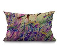 BGBDEIA Housse de coussin rectangulaire en coton et lin avec motif floral et feuilles d'iris pour lit, canapé, violet, vert, 30 x 50 cm
