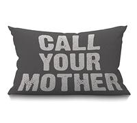 BGBDEIA Housse de coussin rectangulaire en lin doux de style rustique avec citation amusante « Call Your Mother » pour canapé, lit, chaise, 30 x 50 cm