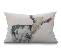 BGBDEIA Housse de coussin rectangulaire pour bébé, motif vache souriante, aquarelle de ferme, animal mignon, 30 x 50 cm, avec fermeture éclair invisible, pour canapé, chaise, salon