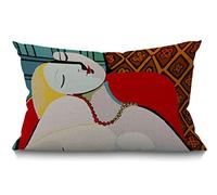 BGBDEIA Picasso Le Reve The Dream Housse de coussin rectangulaire décorative en lin pour jardin, terrasse, salon, canapé - 30 x 50 cm