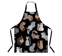 BGBDEIA Tablier à col réglable pour homme et femme, convient pour la cuisine, la serveuse, le chef, chats, 27 X 31 Inch