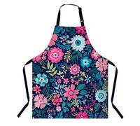 BGBDEIA Tablier de chef à fleurs colorées pour homme et femme, tablier de cuisine, tablier de boucher, bavoirs de barbecue et de restauration, Motif fleurs colorées, 27 X 31 Inch