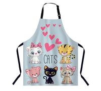 BGBDEIA Tablier de cuisine et de pâtisserie pour homme et femme Motif chats et cœurs mignons, Chats et cœurs mignons de dessin animé, 27 X 31 Inch
