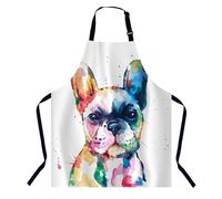 BGBDEIA Tablier de cuisine réglable pour homme et femme Motif bouledogue français aquarelle, Aquarelle bouledogue français, 27 X 31 Inch